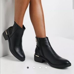 Black Metal heel Chelsea flat boot